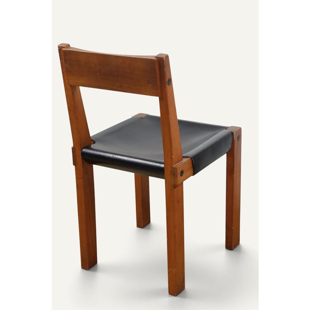 Vintage S24 Chair in Elm and Black Leather by Pierre Chapo, 1970 For Sale - Image 6 of 18