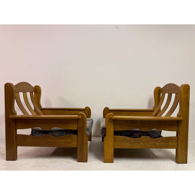 Vintage Brutalist Oak Armchairs, 1960s, Set of 2 For Sale - Image 4 of 12