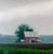 Barn in the Rain by Michael Miller | Oil on panel of a barn in a rainy landscape For Sale