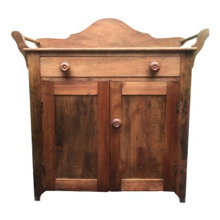 Antique Early American Pine Washstand Cabinet For Sale