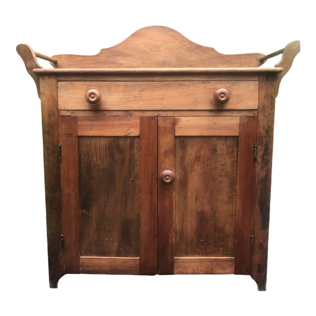 Antique Early American Pine Washstand Cabinet For Sale