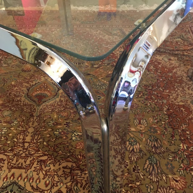 Mid-Century Modern 1970s Chrome and Glass Cocktail Table For Sale - Image 3 of 8
