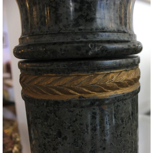 Dark Green Antique 42" Green Marble Pedestal Italian For Sale - Image 8 of 11