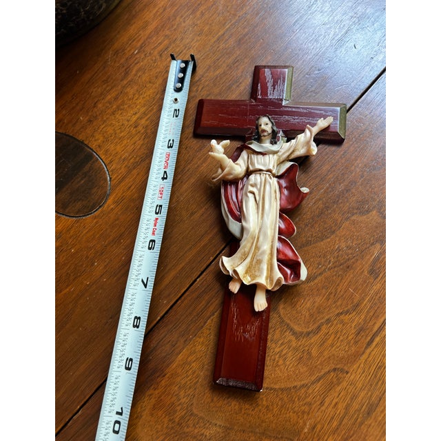 1970s Vintage Resin Jesus on the Cross Figurine For Sale - Image 5 of 9