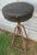 Vintage French Industrial Adjustable Stool | 1930s Iron Swivel Stool With Black Leather Seat For Sale - Image 4 of 5