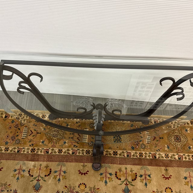 In the Style of Tommy Bahama Wrought Iron Console Table For Sale - Image 11 of 11