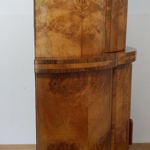 Half-Moon Cabinet in Burr Walnut by Harry & Lou Epstein, 1930s For Sale - Image 11 of 17
