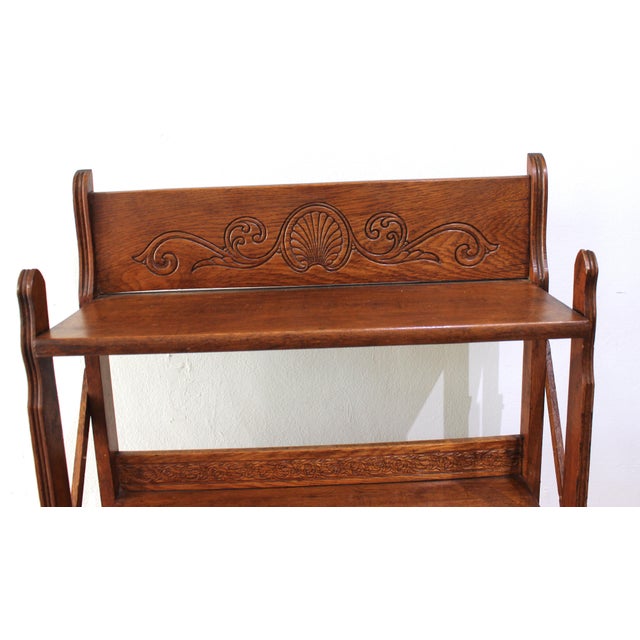 Antique Victorian Folding Bookcase in Incised Oak Chairish
