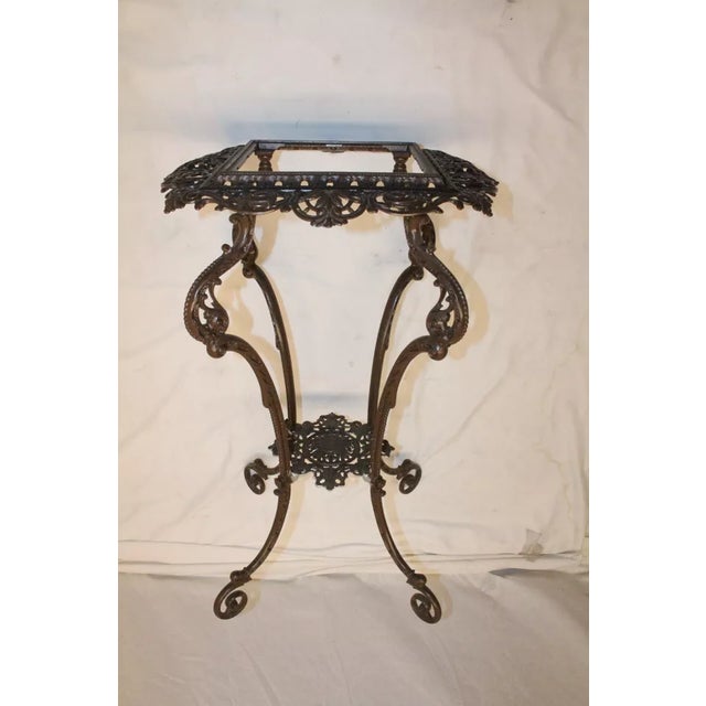 American 19th Century American Victorian Cast Iron Marble Top Lamp Table Stand For Sale - Image 3 of 8