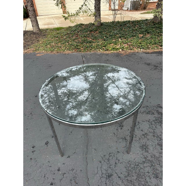1970s 1970’s Chrome Glass Top Dining Table For Sale - Image 5 of 6