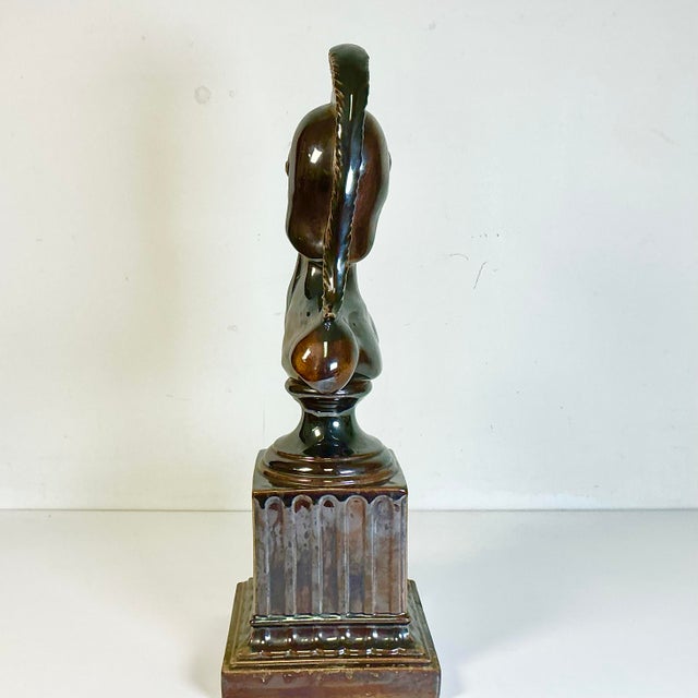 1970s Vintage Folk Art Neoclassical Roman Centurion Warrior Sculpture Bust, Artist Signed For Sale - Image 6 of 14