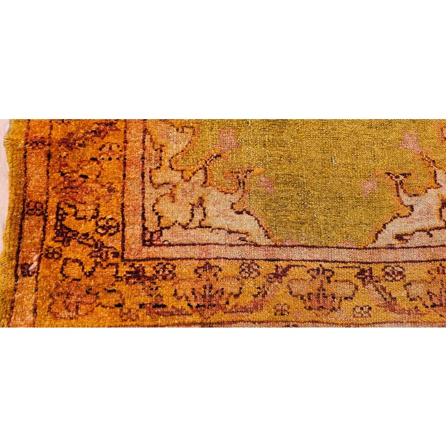 Turkish Antique Turkish Oushak Area Rug, Hand-Knotted Wool, Chartreuse, 1900s, 4' x 6' For Sale - Image 3 of 14