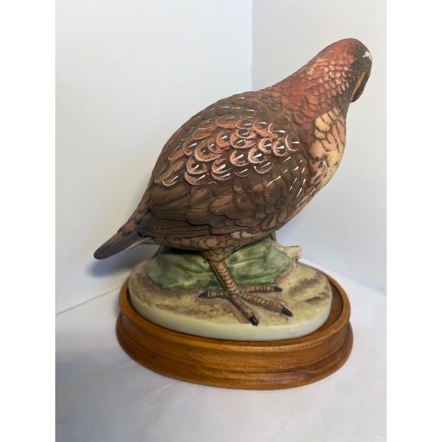 Andrea by Sadek Porcelain Bird Figurine Female & Chick Bobwhite Quail Wood Base For Sale - Image 9 of 11
