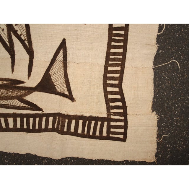 Vintage White African Hand Painted Linen Cloth Textiles Geometric Figures For Sale - Image 11 of 12