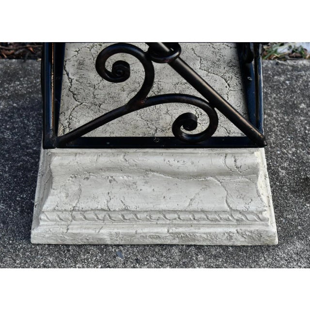 Neoclassical Faux Stone Plant Stand Side Table 3 Tier Vintage Neoclassical Metal 25" For Sale - Image 3 of 11