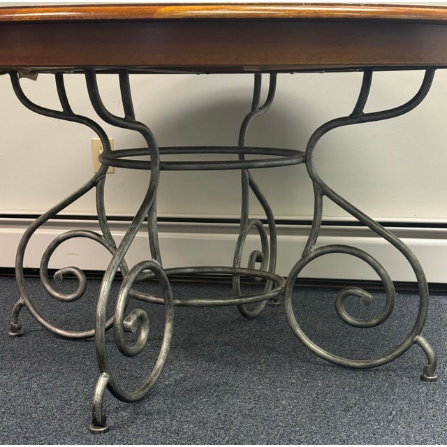 Gorgeous Ethan Allen “Maison” dining table features a solid cherry wood top with light factory distressing for vintage...