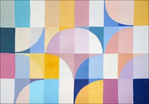 2025, Modern Bauhaus Patterns in Soft Tones. Mauve Tulip, Acrylic Paint on Watercolor Paper by Natalia Roman