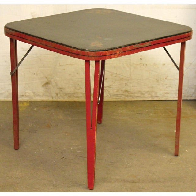 Wood Vintage Chinese Square Folding Card Table For Sale - Image 7 of 12