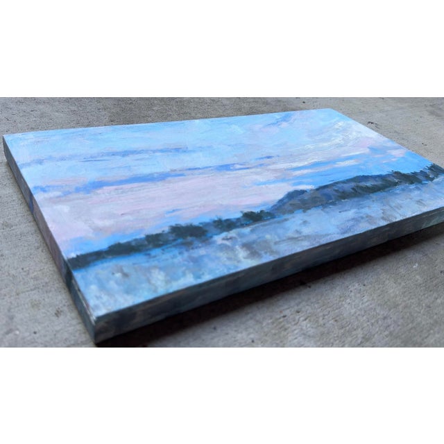 Evening Stillness 15.5 x 8.5 x 3/4" deep - on handmade wooden cradle board that I made. Unframed. Frames shown are sample...