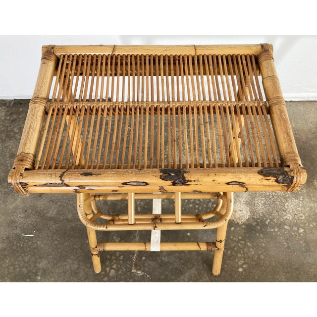 Late 20th Century Vintage Bamboo Collapsible Butler Table With Wine Storage For Sale - Image 5 of 11