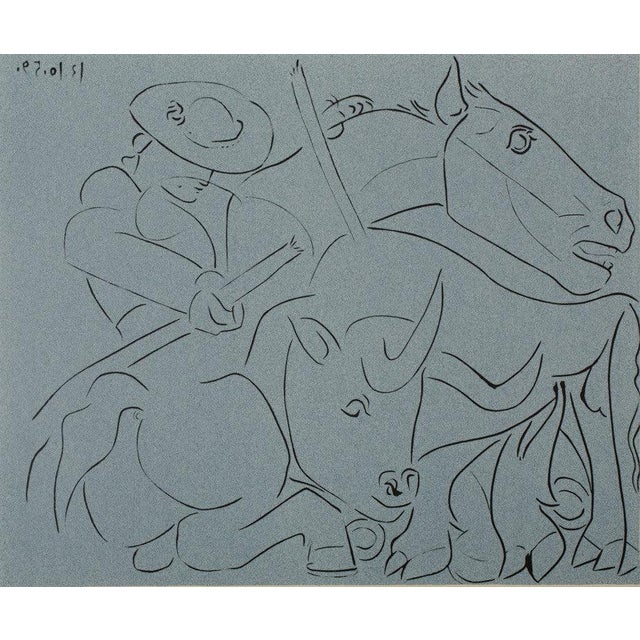Pablo Picasso (1881-1973) (after) Bull Disarming a Picador Color linocut On wove paper, 37 x 32 cm (approx. 15 x 13...