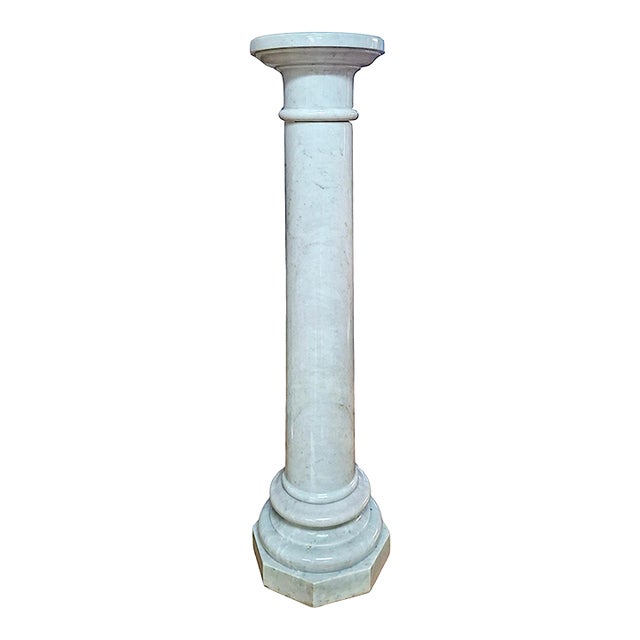White Marble Neoclassical Pedestal For Sale