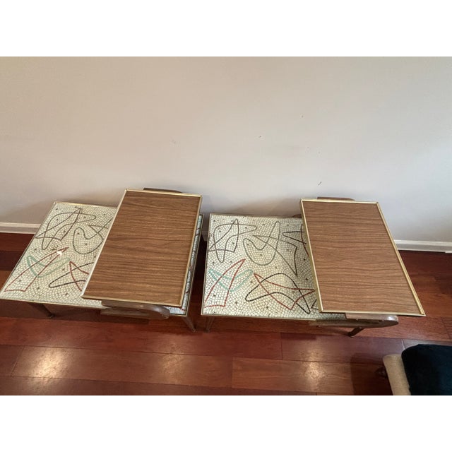 Pair of 1950s Atomic Mosaic Step-End Side Tables – Collector Set For Sale In New York - Image 6 of 17