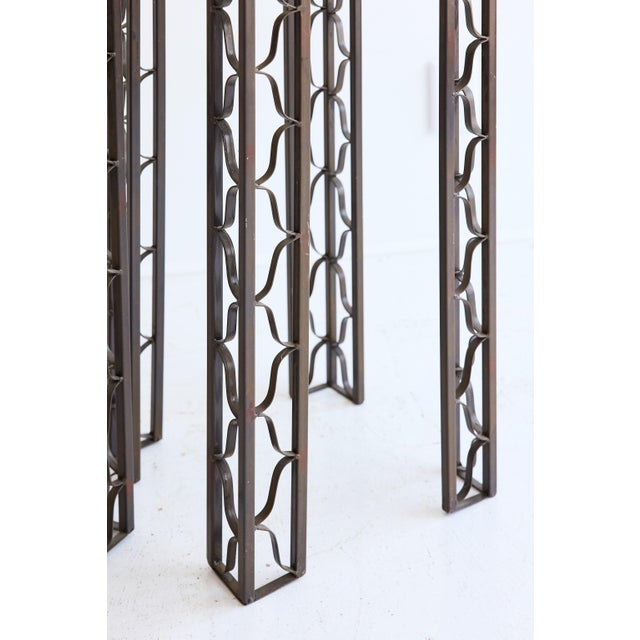 Pair of Pedestal Tables With Metalwork Frames and Glass Tops, Indoor/Outdoor For Sale - Image 12 of 15