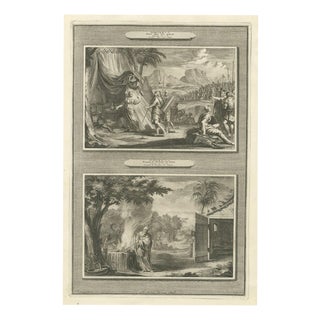 Pieter Mortier, Jael Kills Sisera and the Calling of Gideon, 1700, Engraving For Sale