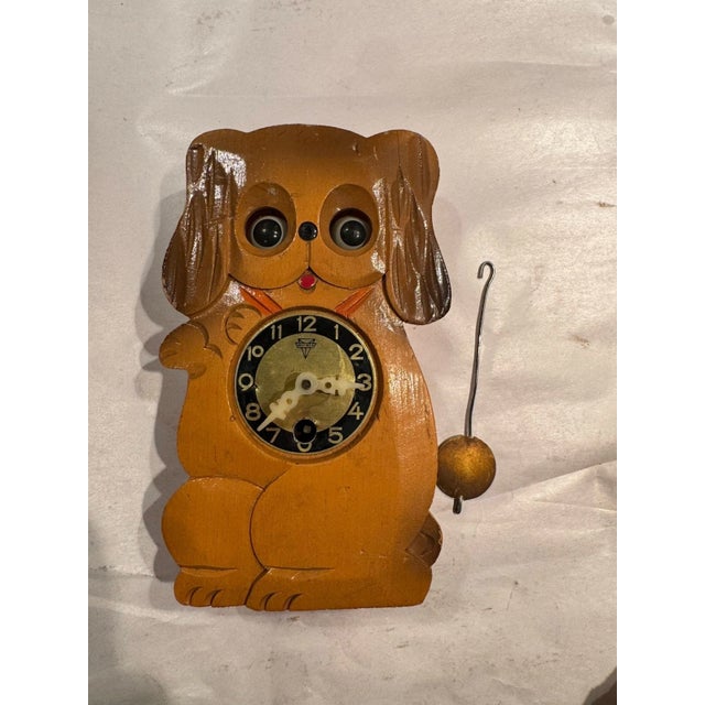 Vintage Mi-Ken Puppy Dog Clock With Moving Eyes For Sale - Image 4 of 8