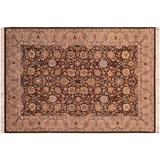 Brown Boho Chic 1990's Pak-Persian Brown/Taupe Wool Rug - 5'11'' X 9'2'' For Sale - Image 8 of 9