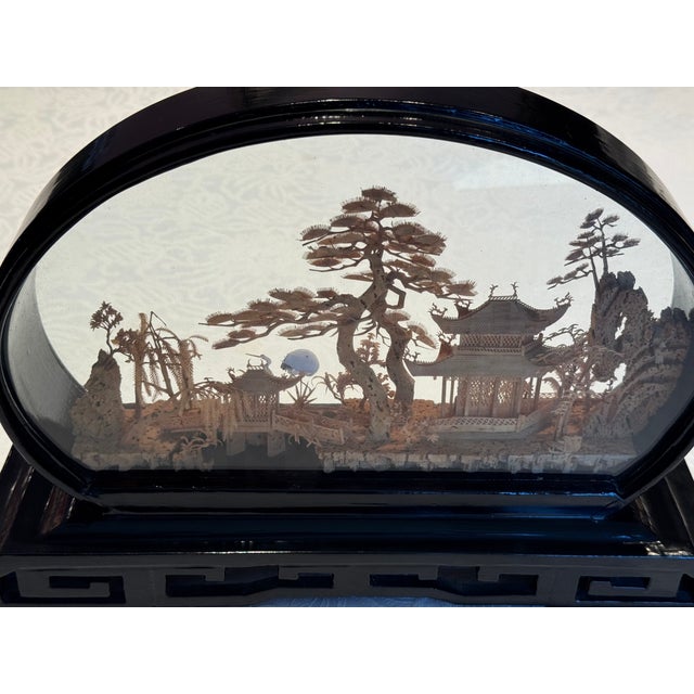 Mid-Century Modernist Fuzhou Cork Sculpture Diorama in Black Lacquer ...