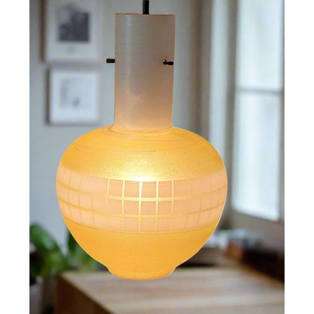 Mid-Century Modern Vintage Yellow Glass Pendant Lamp, 1960s For Sale - Image 3 of 7
