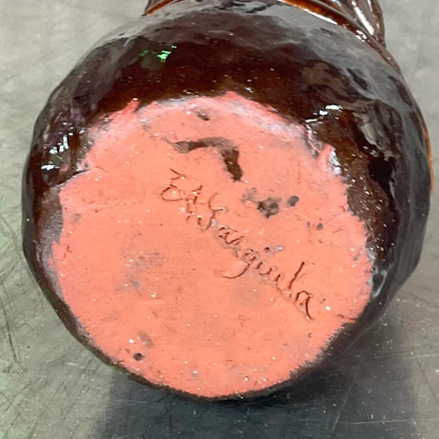 Ceramic Vintage Boho Signed Hand Made Studio Pottery Vases - a Pair For Sale - Image 7 of 12