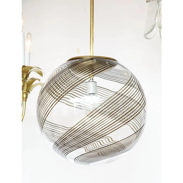 Metal 1960s Venini Glass & Brass Pendant For Sale - Image 7 of 12