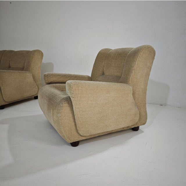 Vintage Beige Velvet Modular Corner Sofa, Italy, 1970s, Set of 6 For Sale - Image 11 of 12