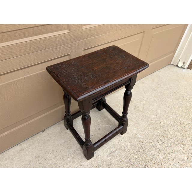 Late 17th Century English Oak Joint Stool With Turned Legs For Sale In South Bend - Image 6 of 13
