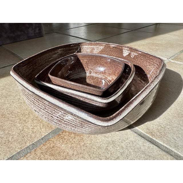Square Handcrafted Ceramic Art Bowls from Serocka, Germany, 1970s, Set of 3 For Sale - Image 15 of 15