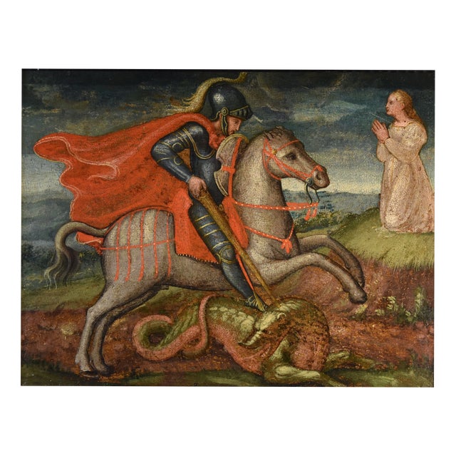 Alessio Baldovinetti Cerchia, Saint George and the Dragon, 1490, Oil on Panel, Framed For Sale