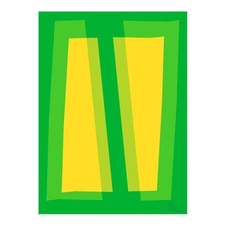 Yellow and Green Transparencies Fine Art Print 35" X 50" by Liz Roache For Sale