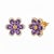 Modern Flower Earrings Studs With Amethyst and Citrines, Silver, Gold, Pair For Sale - Image 3 of 7