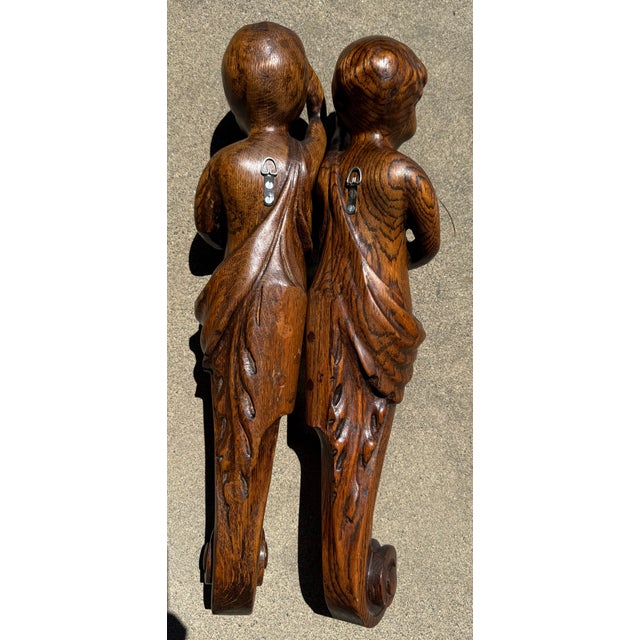 Late 19th Century Late 19th Century Substantial Pair of French Carved Oak Cherubs Figures For Sale - Image 5 of 11