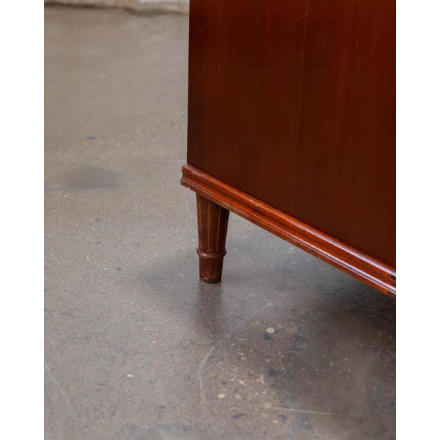 Deco Style Danish Petite Chest of Drawers With Brass Hardware and Carved Legs, C. 1950s For Sale - Image 11 of 14