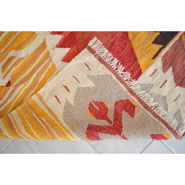 Vintage Handwoven Turkish Rug Oversized Oushak Kilim Rug for Living Room - 9′11″ X 12′2″ For Sale - Image 14 of 14