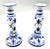 Blue Vintage French Fleur-De-Lis Blue & White Porcelain Candlesticks - A Pair For Sale - Image 8 of 8
