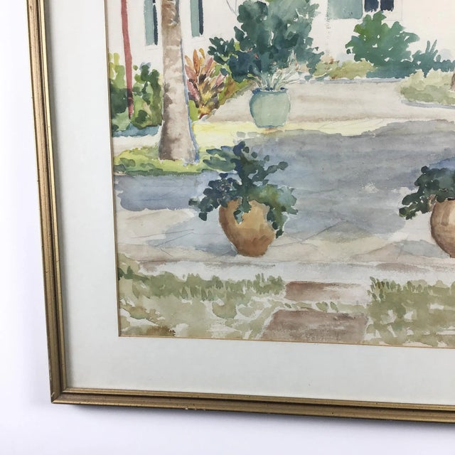 1960s 1960’s Original Watercolor Framed Painting For Sale - Image 5 of 13
