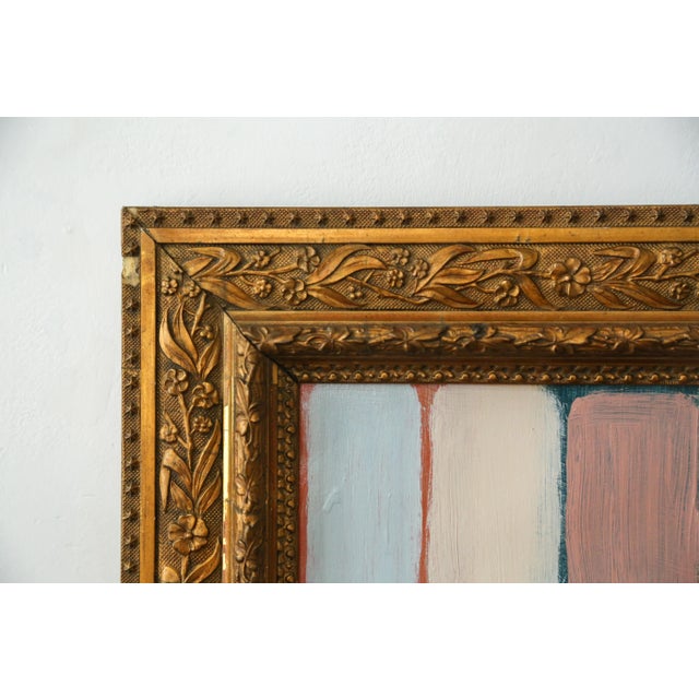 Original Framed Abstract Painting in Antique Gold Bronze Frame For Sale - Image 9 of 13