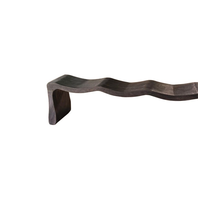 Monumental Sculptural Mango Wood Bench With Burnt Espresso Finish For Sale - Image 4 of 10