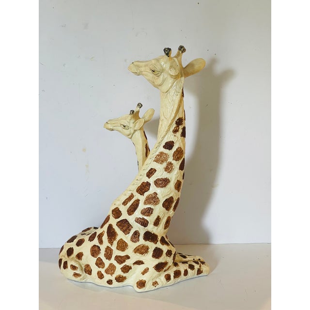 Vintage Recumbent Giraffes Sculpture Handpainted For Sale - Image 4 of 4