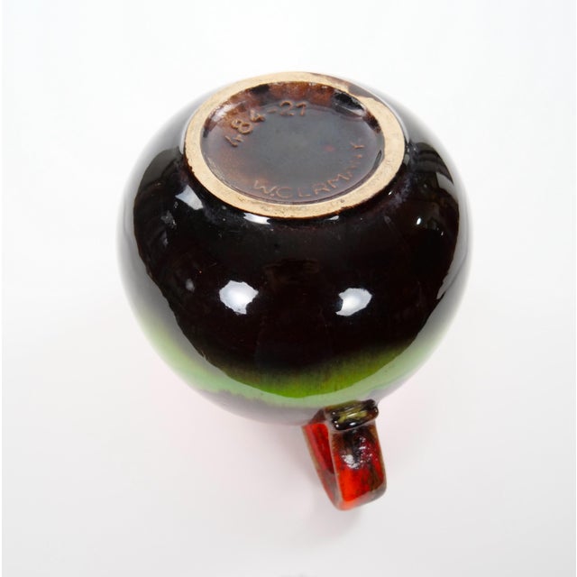 Mid-Century West German Glazed Porcelain Vase Red, Green & Brown 8.5" Tall For Sale In New York - Image 6 of 11
